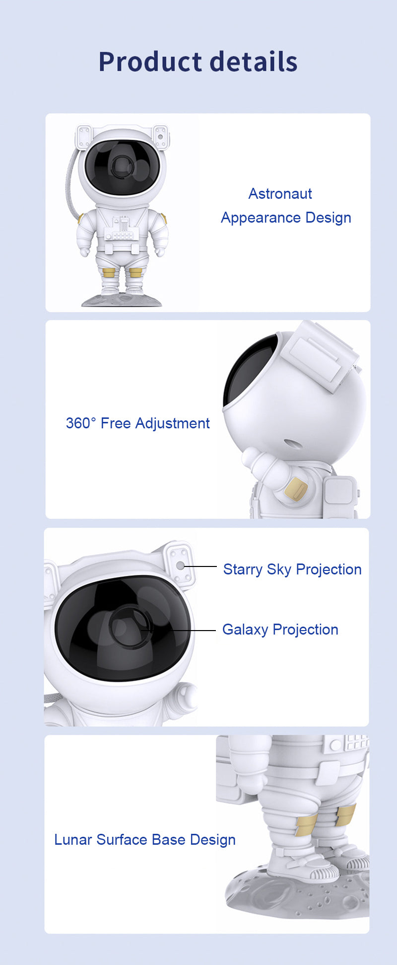Galaxy Star Projector Starry Sky Night Light Astronaut Lamp