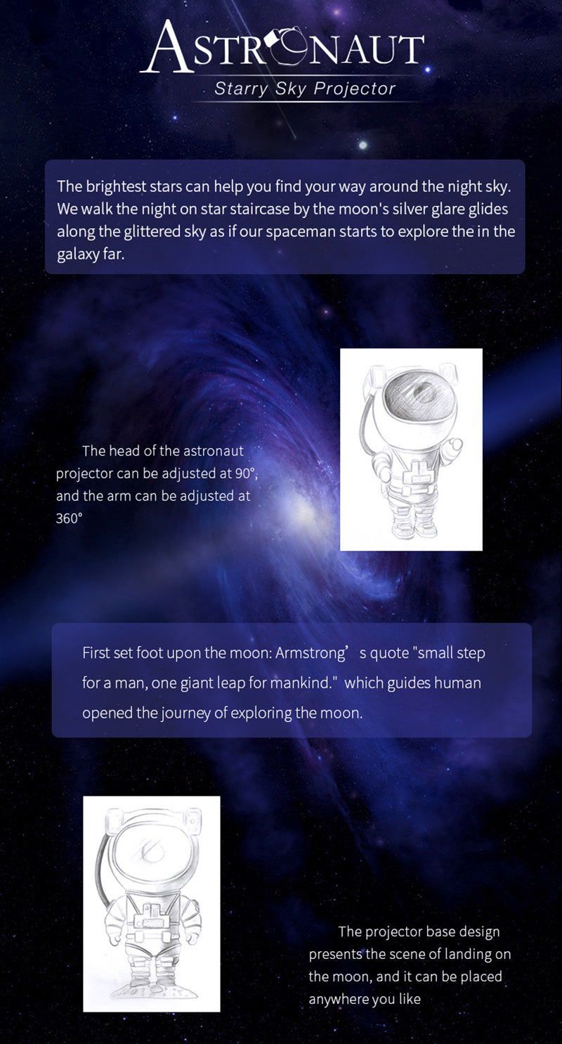 Galaxy Star Projector Starry Sky Night Light Astronaut Lamp